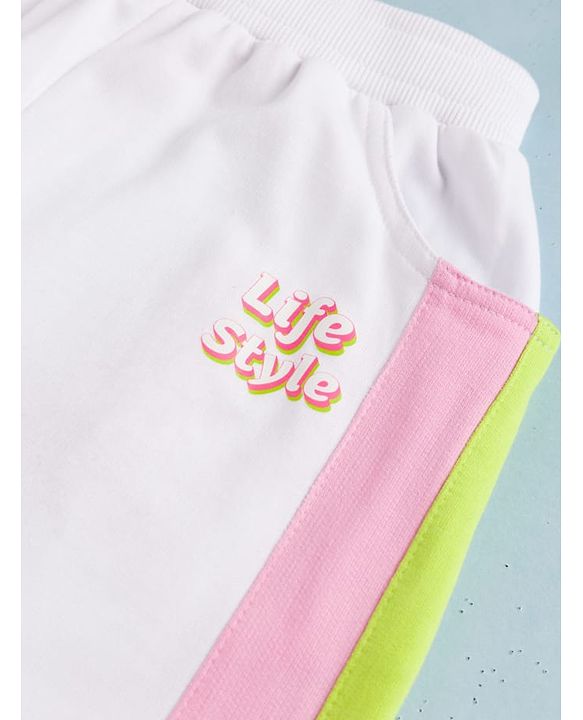 Pine Kids Knit Full Length Cut & Sew Track Pant with Life Style Print - White