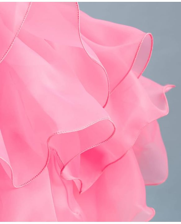 Babyhug Woven Sleeveless  Layered Glass Nylon Party Dress with Hairband - Light Pink