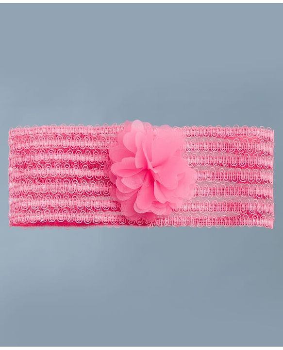 Babyhug Woven Sleeveless  Layered Glass Nylon Party Dress with Hairband - Light Pink