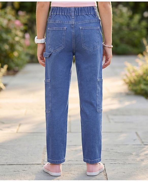 Pine Kids Woven Full Length Solid Denim Jeans - Light Blue