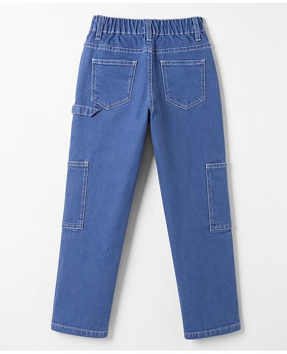 Pine Kids Woven Full Length Solid Denim Jeans - Light Blue