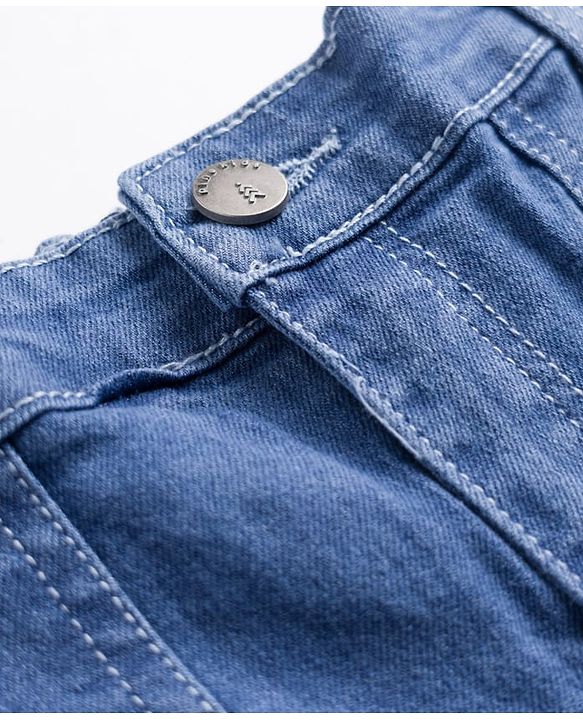 Pine Kids Woven Full Length Solid Denim Jeans - Light Blue