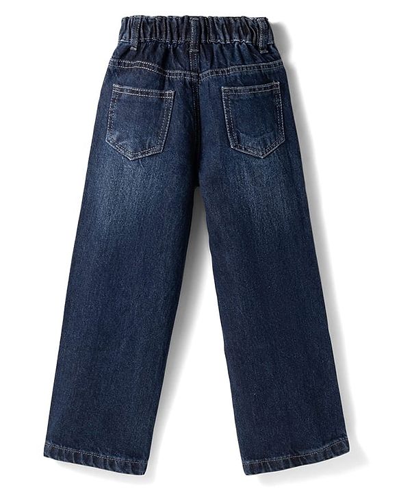 Pine Kids Woven Full Length Distressed Denim Jeans - Dark Blue