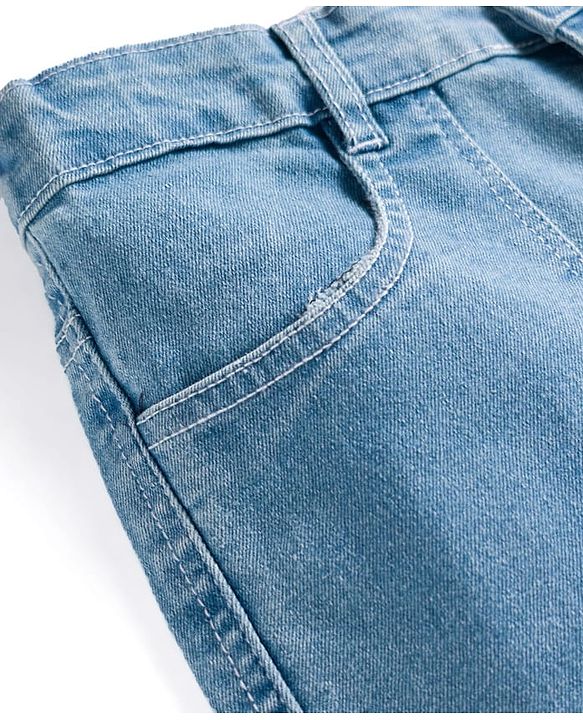 Pine Kids Denim Woven Full Length Solid Jeans With Cargo Pockets - Blue