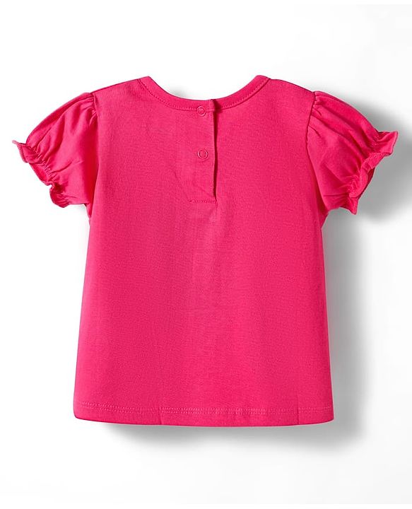 Babyhug 100% Cotton Knit Half Sleeves Giraffe Printed T-Shirt - Dark Pink