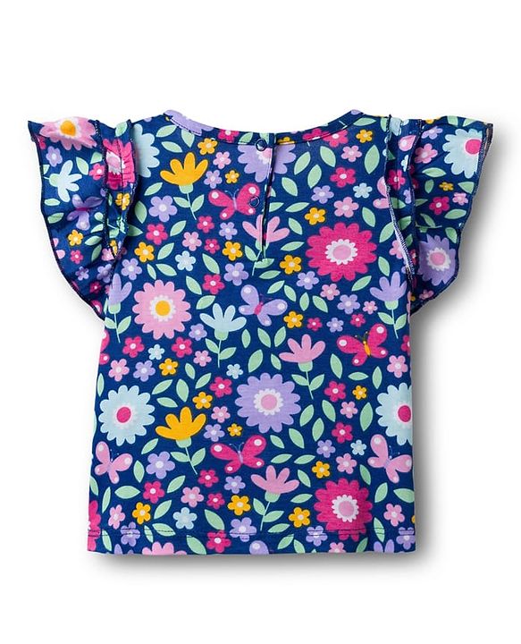 Babyhug 100% Cotton Knit Half Sleeves Floral Printed T-Shirt - Multicolour