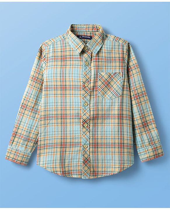 Pine Kids Cotton Woven Full Sleeves Checks Shirt With Printed Inner Tee - Multicolor