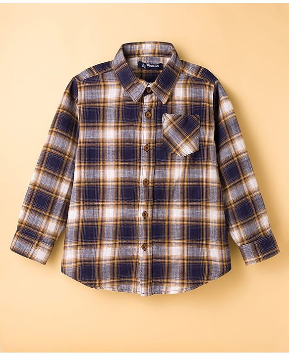 Pine Kids Cotton Woven Full Sleeves Checks Shirt With Printed Inner Tee - Multicolor