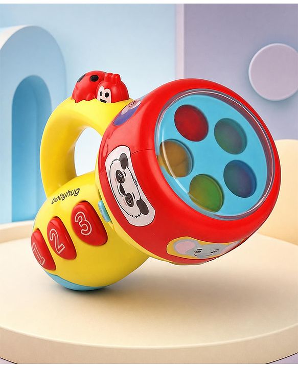 Babyhug Musical Learning Torch for Toddlers| Color-Changing Flashlight| Animal Sounds & Music| Numbers & Color Learning Toy| Interactive Toy| Gifting Option | Yellow
