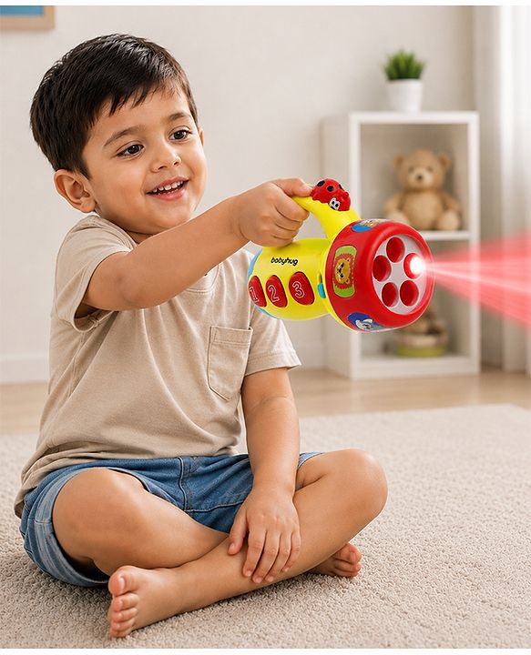 Babyhug Musical Learning Torch for Toddlers| Color-Changing Flashlight| Animal Sounds & Music| Numbers & Color Learning Toy| Interactive Toy| Gifting Option | Yellow