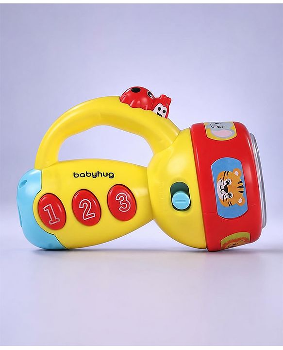 Babyhug Musical Learning Torch for Toddlers| Color-Changing Flashlight| Animal Sounds & Music| Numbers & Color Learning Toy| Interactive Toy| Gifting Option | Yellow