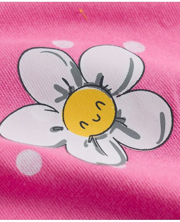 Babyhug Cotton Knit Half Frill Sleeves T-Shirts with Floral Graphics Pack of 3 - Pink Light Blue & Light Yellow