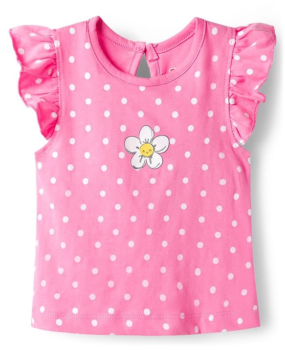 Babyhug Cotton Knit Half Frill Sleeves T-Shirts with Floral Graphics Pack of 3 - Pink Light Blue & Light Yellow