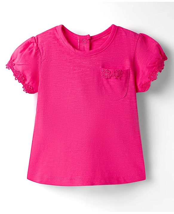 Babyhug 100% Cotton Knit Half Sleeves T-Shirts With Floral Applique Pack Of 3 - Multicolour