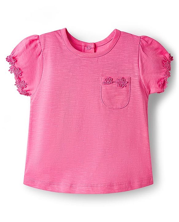 Babyhug 100% Cotton Half Sleeves T-Shirts With Floral Applique Pack Of 3 - Multicolour