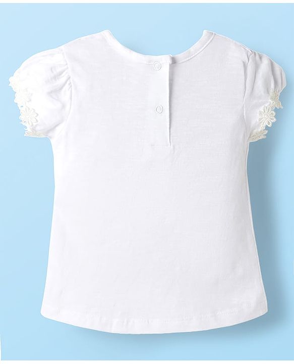 Babyhug Cotton Knit Half Sleeves Solid T-Shirts with Floral Applique Pack of 3 - Red Navy Blue & White