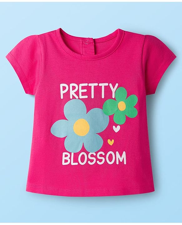 Babyhug 100% Cotton Knit Half Sleeves Floral Hearts & Polka Dots Printed T-Shirts Pack Of 3 - Multicolour