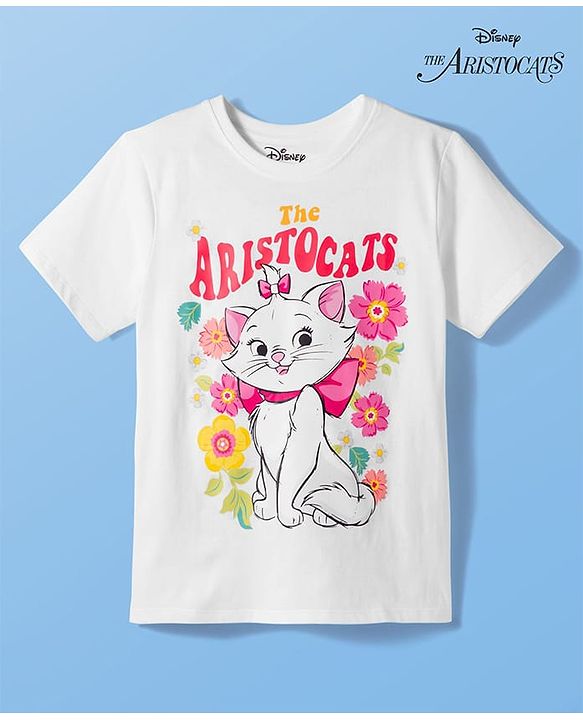 Pine Kids Disney Single Jersey Knit Half Sleeves T-Shirt With Marie Graphics - White