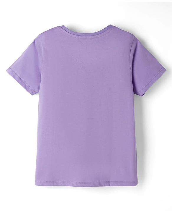 Pine Kids Disney 100% Cotton Knit Half Sleeves T-Shirt With Minnie & Daisy Graphic & Puff Print Detailing - Lavender