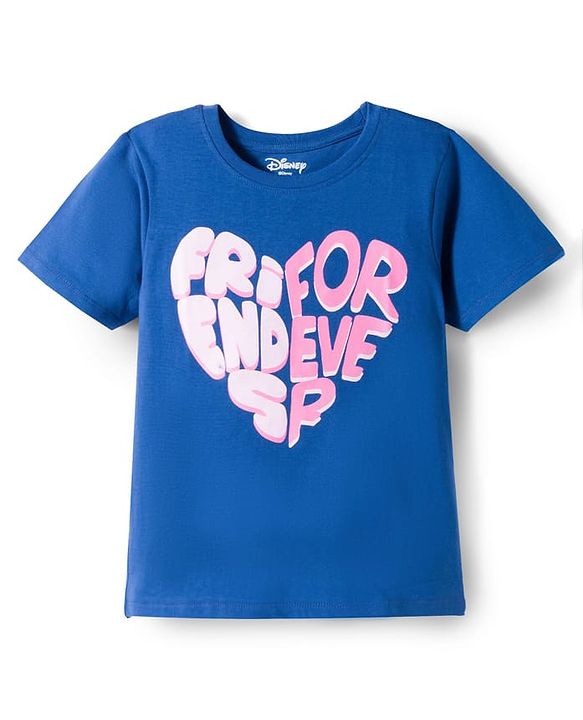 Pine Kids Disney 100% Cotton Knit Half Sleeves T-Shirt With Front & Back Minnie & Daisy Graphic - Blue