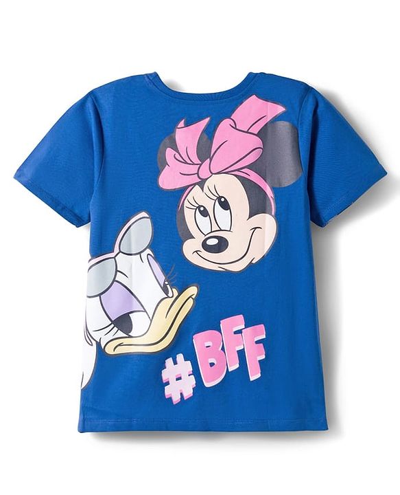 Pine Kids Disney 100% Cotton Knit Half Sleeves T-Shirt With Front & Back Minnie & Daisy Graphic - Blue