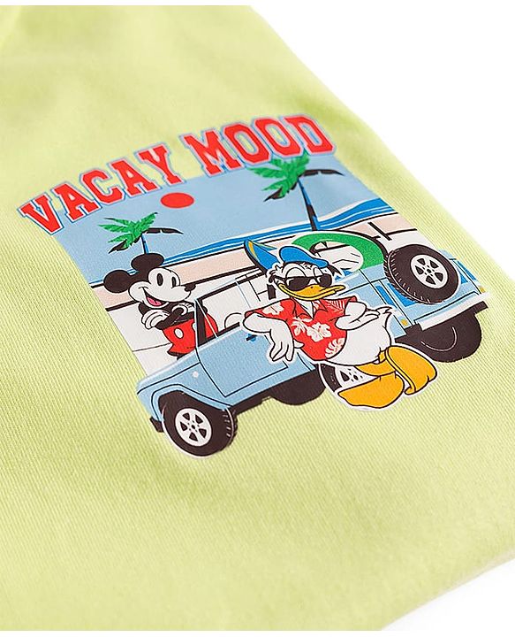 Pine Kids Disney Single Jersey Knit Half Sleeves T-Shirt With Vacay Mood Print - Lime Green