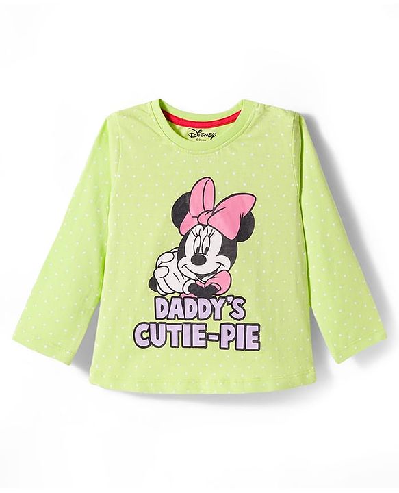 Babyhug Disney Single Jersey Knit Full Sleeves T-Shirts With Minnie Mouse Graphics Pack of 3 - Pink Purple & Green