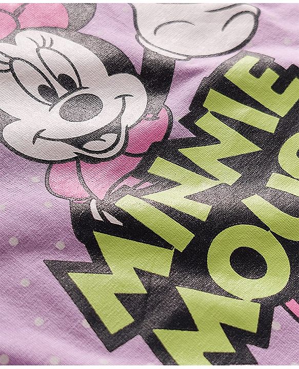 Babyhug Disney Single Jersey Knit Full Sleeves T-Shirts With Minnie Mouse Graphics Pack of 3 - Pink Purple & Green