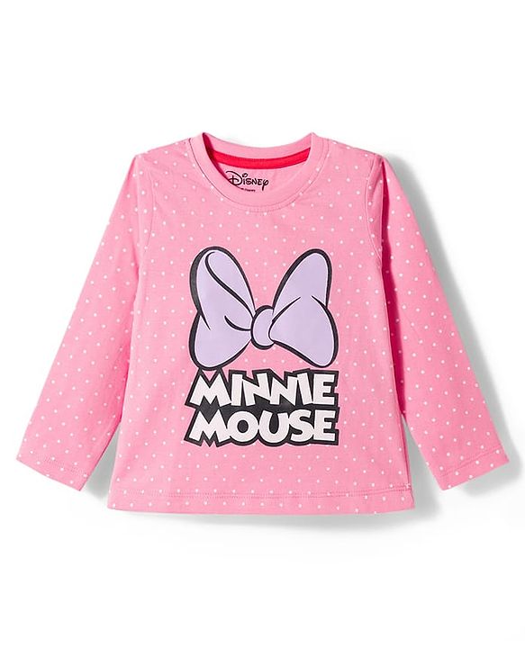 Babyhug Disney Single Jersey Knit Full Sleeves T-Shirts With Minnie Mouse Graphics Pack of 3 - Pink Purple & Green
