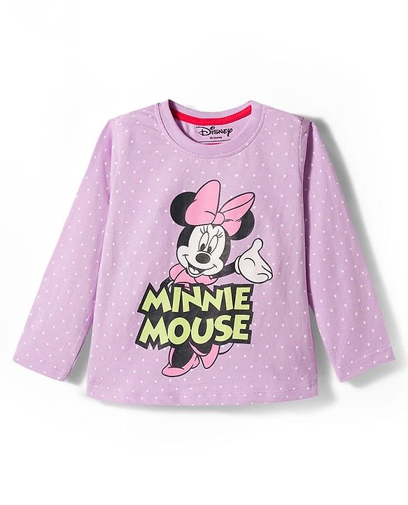 Babyhug Disney Single Jersey Knit Full Sleeves T-Shirts With Minnie Mouse Graphics Pack of 3 - Pink Purple & Green