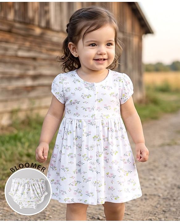 Babyhug 100% Cotton Half Sleeve Frocks with Bloomer/Short Multi age 6-9M