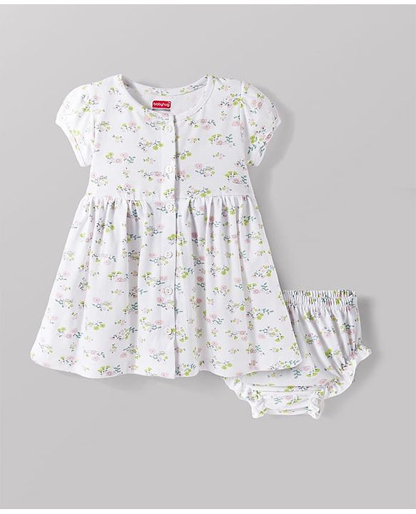 Babyhug 100% Cotton Half Sleeve Frocks with Bloomer/Short Multi age 6-9M