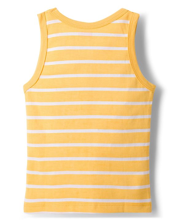 Babyhug 100% Cotton Knit Sandos with Jungle Theme Print & Stripes Pack of 3 - Multicolor