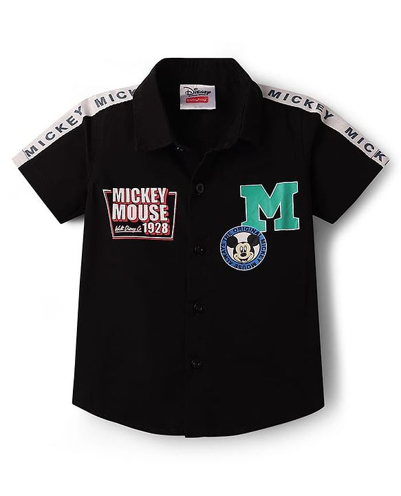 Babyhug Disney Poplin Woven Half Sleeves Shirt With T-Shirt & Mickey Mouse Graphics - Multicolor