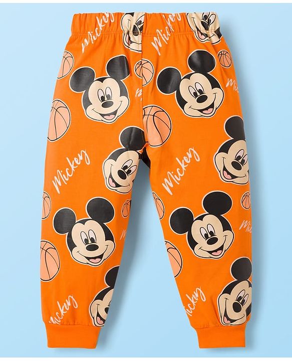 Babyhug Disney Single Jersey Knit Full Sleeves T-Shirts & Pyjamas Night Suits With Mickey Mouse Graphics Pack of 2 - Multicolor