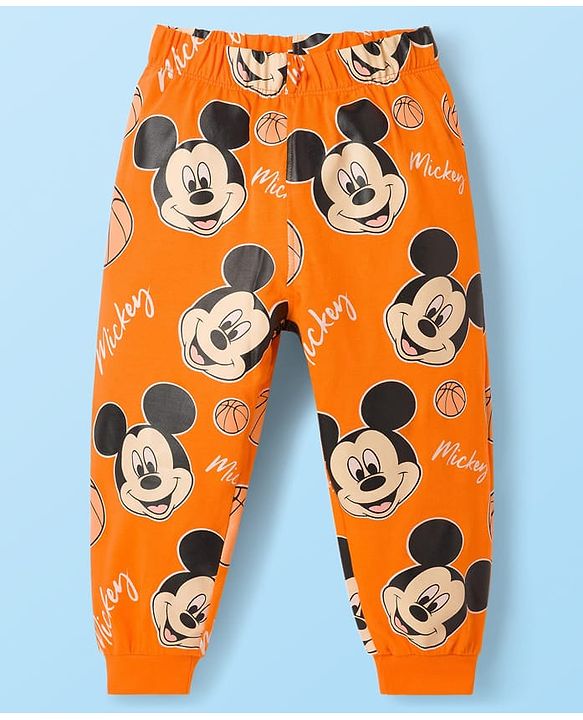 Babyhug Disney Single Jersey Knit Full Sleeves T-Shirts & Pyjamas Night Suits With Mickey Mouse Graphics Pack of 2 - Multicolor