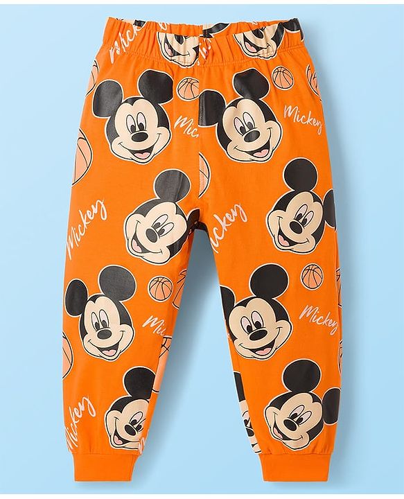 Babyhug Disney Single Jersey Knit Full Sleeves T-Shirts & Pyjamas Night Suits With Mickey Mouse Graphics Pack of 2 - Multicolor