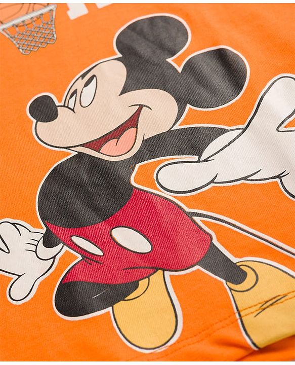 Babyhug Disney Single Jersey Knit Full Sleeves T-Shirts & Pyjamas Night Suits With Mickey Mouse Graphics Pack of 2 - Multicolor