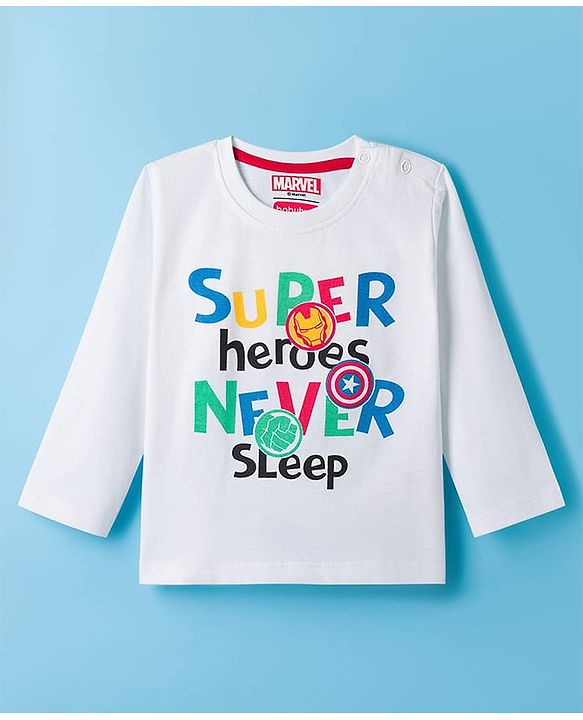 Babyhug Marvel Single Jersey Knit Full Sleeves T-Shirt & Pyjama Night Suit With Avengers Graphics - Multicolor