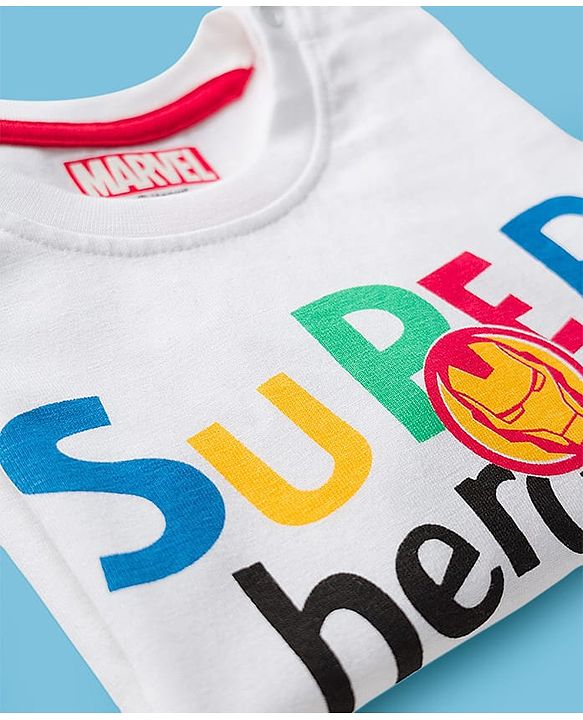 Babyhug Marvel Single Jersey Knit Full Sleeves T-Shirt & Pyjama Night Suit With Avengers Graphics - Multicolor