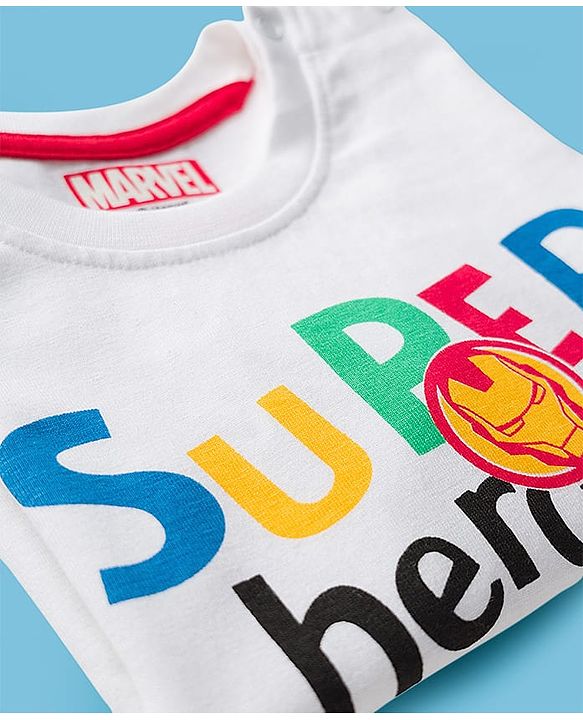 Babyhug Marvel Single Jersey Knit Full Sleeves T-Shirt & Pyjama Night Suit With Avengers Graphics - Multicolor