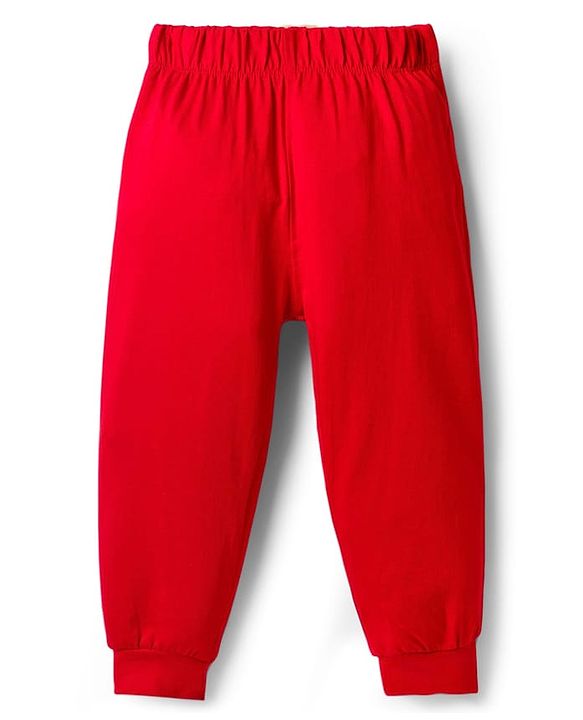 Babyhug Disney Single Jersey Knit Full Sleeves T-Shirt & Pyjama Night Suit With Mickey & Friends Graphics - Red