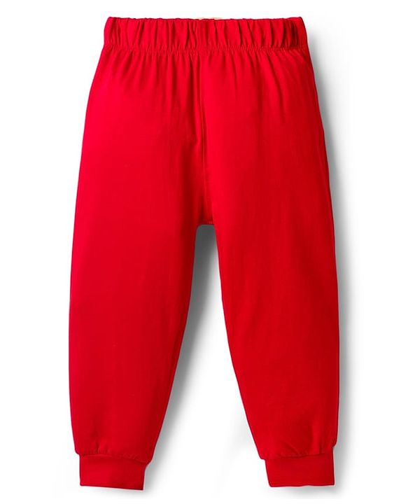 Babyhug Disney Single Jersey Knit Full Sleeves T-Shirt & Pyjama Night Suit With Mickey & Friends Graphics - Red