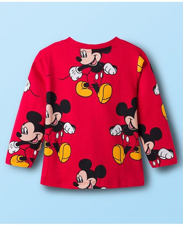 Babyhug Disney Single Jersey Knit Full Sleeves T-Shirt & Pyjama Co-ord Night Suits With Mickey Mouse Graphics Pack of 2 - Multicolor