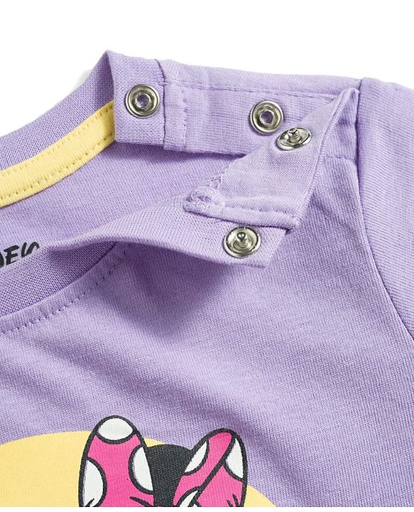 Babyhug Disney Single Jersey Knit Full Sleeves T-Shirt & Pajama Night Suit with Minnie & Friends Graphic - Lavender