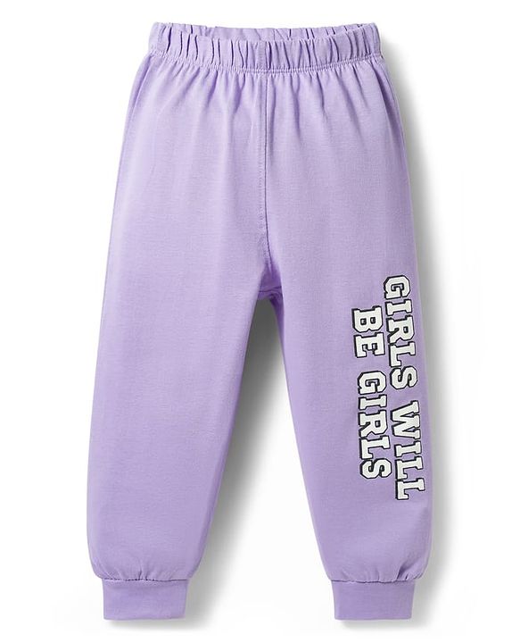 Babyhug Disney Single Jersey Knit Full Sleeves T-Shirt & Pajama Night Suit with Minnie & Friends Graphic - Lavender