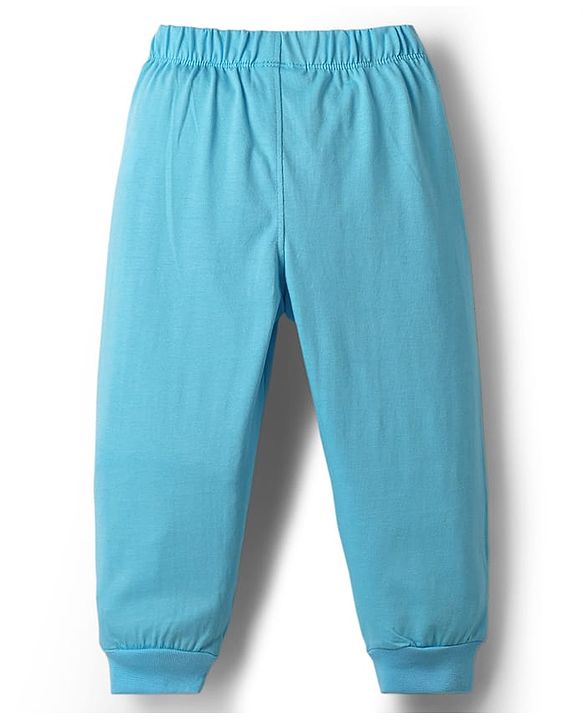 Babyhug Disney Single Jersey Knit Full Sleeves T-Shirt & Lounge Pant Night Suit With Mickey & Pluto Graphics - Light Blue