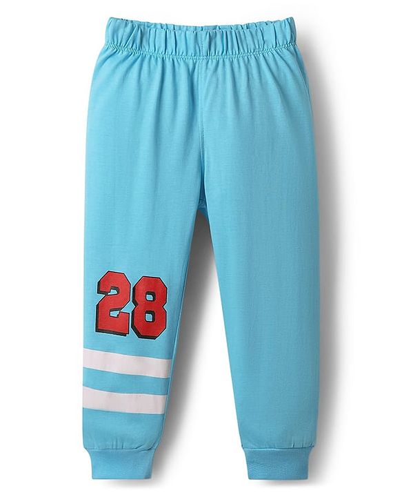 Babyhug Disney Single Jersey Knit Full Sleeves T-Shirt & Lounge Pant Night Suit With Mickey & Pluto Graphics - Light Blue