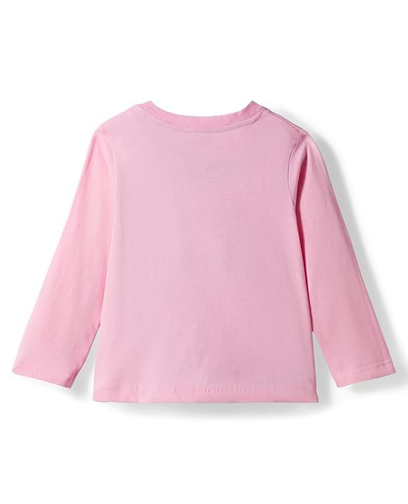 Babyhug Disney 100% Cotton Full Sleeves  T-Shirt & Pyjama Night Suit With Minnie Mouse Graphic - Pink