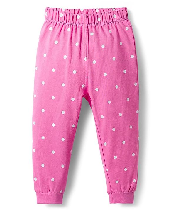 Babyhug Disney 100% Cotton Full Sleeves  T-Shirt & Pyjama Night Suit With Minnie Mouse Graphic - Pink